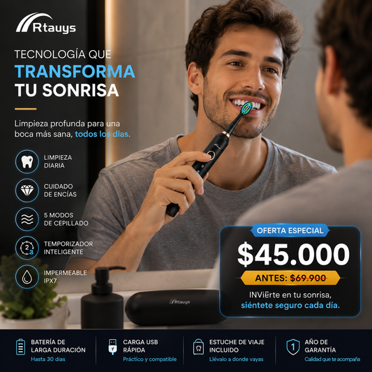 Cepillo Dental | Eléctrico | Batería Larga duración | 5 cabezales