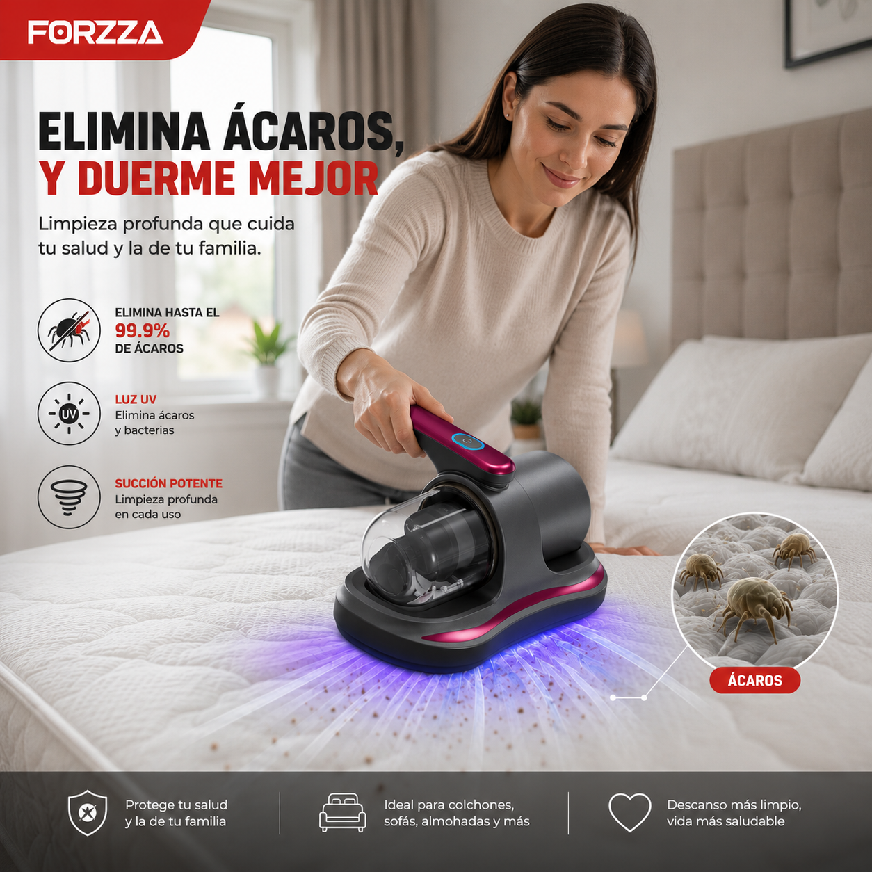 Aspiradora 0 acaros | Ultra violeta | Seco | Humedo