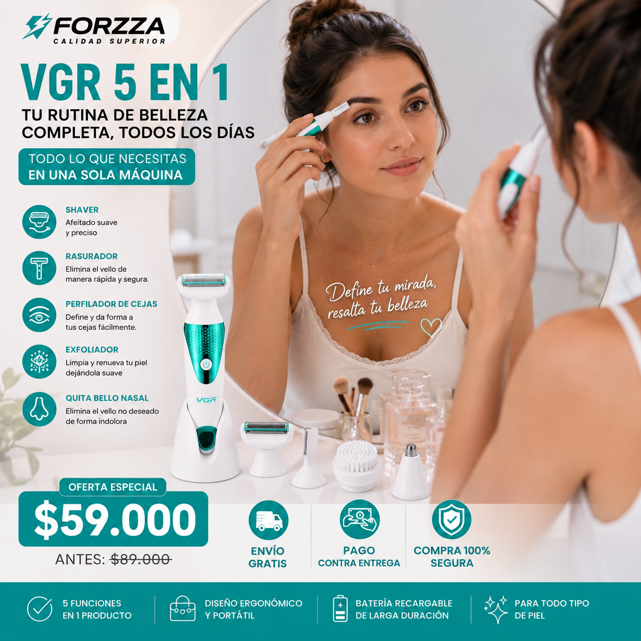 Maquina Profesional | 5 en 1 | Baria larga duración