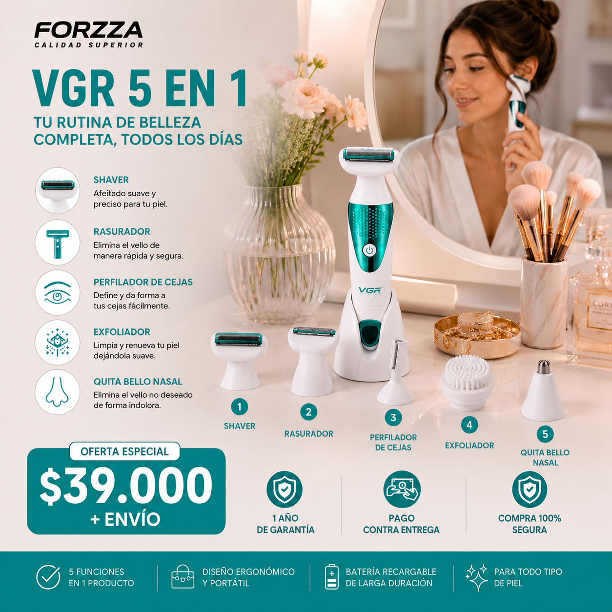 Maquina Profesional | 5 en 1 | Bateria larga duración