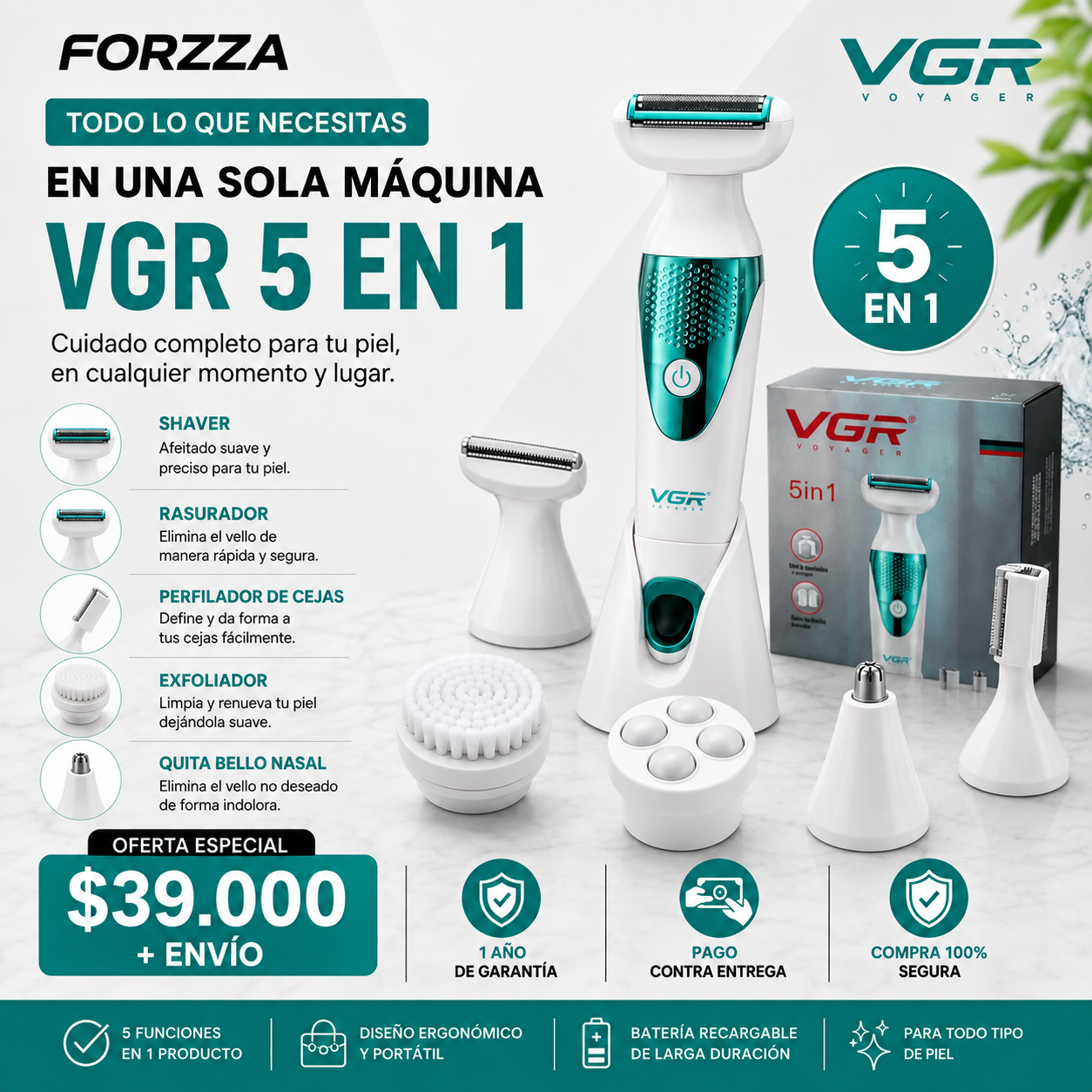 Maquina Profesional | 5 en 1 | Bateria larga duración