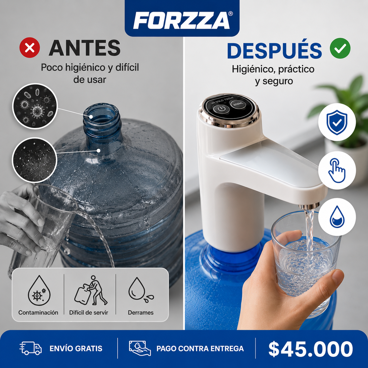 Dispensador | Botellón | Automático | Batería larga duración