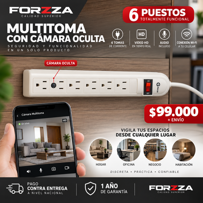 Cámara Discreta | Multi-toma 6 puestos | Funcional | 1 Año garantía