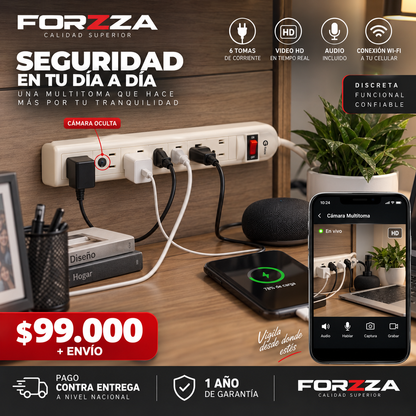 Cámara Discreta | Multi-toma 6 puestos | Funcional | 1 Año garantía